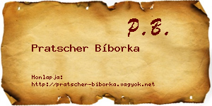 Pratscher Bíborka névjegykártya